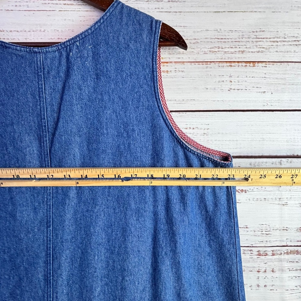Cottagecore Vintage Denim Jumper Dress Blue Cotton Patchwork Size XL - Picture 3 of 16